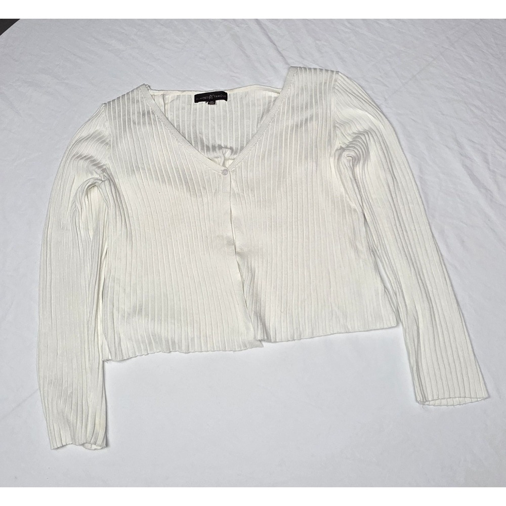 Women's Almost Famous White Longsleeve Cardigan Size XL